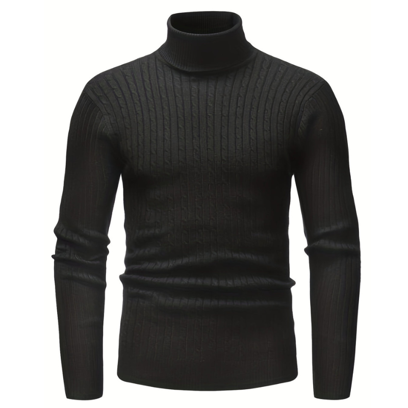 Men’s Knitted Cable Turtleneck Sweater
