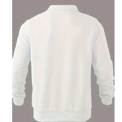 Cevori Geometric Zip & Reverse Collar Jumper