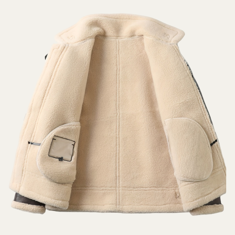 Men’s Shearling Flight Jacket with Fleece Collar