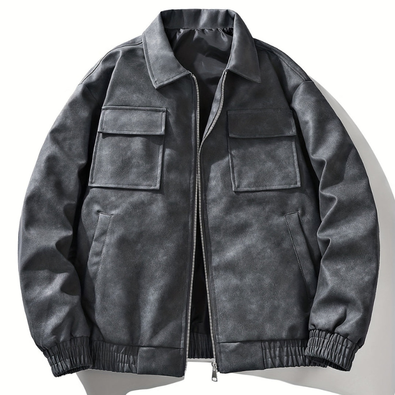 Cevori Vintage Zip & Pocket Design Bomber Jacket