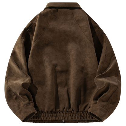 Cevori Vintage Bomber Jacket with Zip & Raglan Sleeves