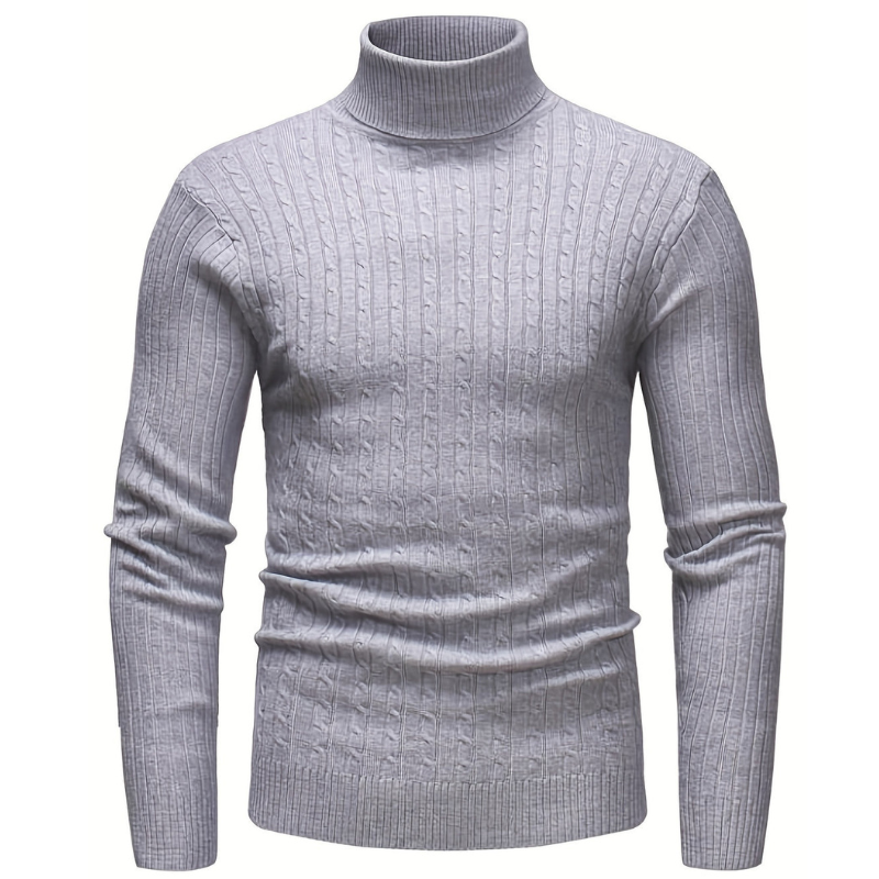 Men’s Knitted Cable Turtleneck Sweater