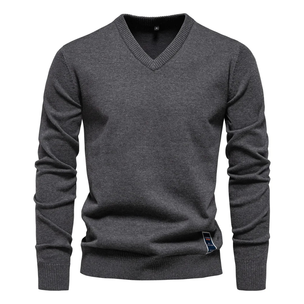 Men’s Classic Soft Ribbed V Neck Sweater
