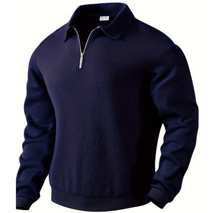 Cevori Geometric Zip & Reverse Collar Jumper