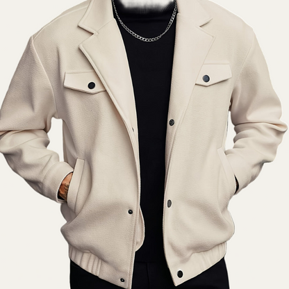 Men’s Button Front Lapel Bomber Jacket