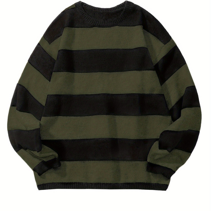 Men’s Oversized Block Stripe Knit Sweater