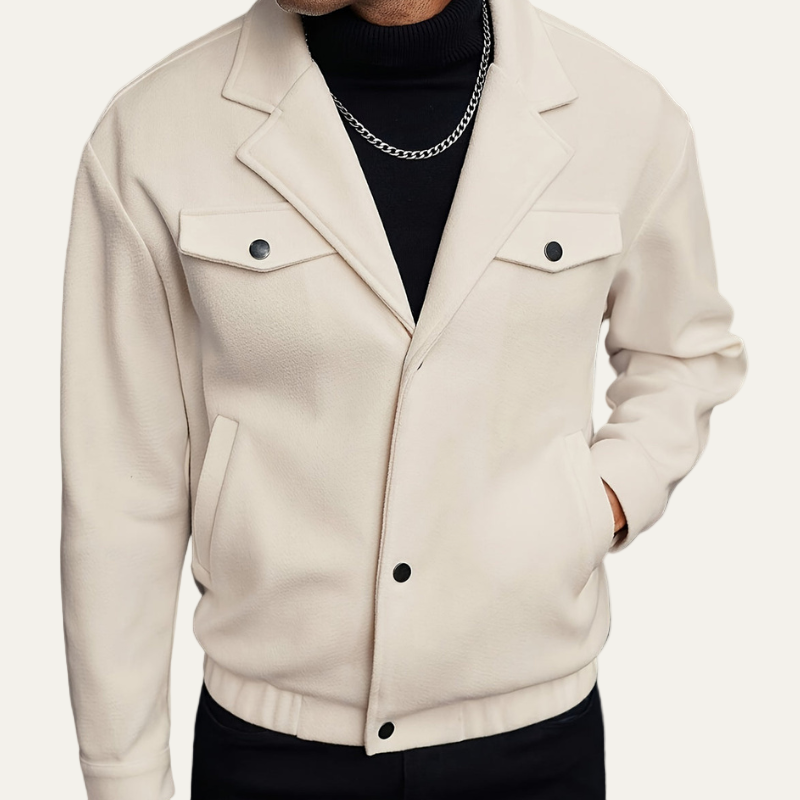 Men’s Button Front Lapel Bomber Jacket