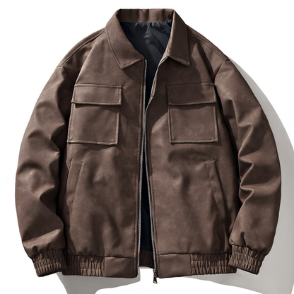 Cevori Vintage Zip & Pocket Design Bomber Jacket