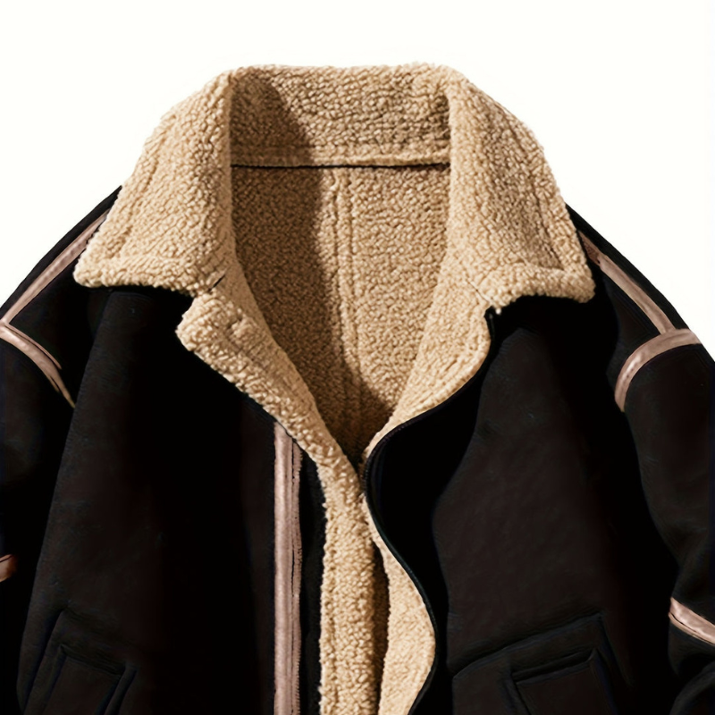 Men’s Retro Shearling Trim Aviator Jacket