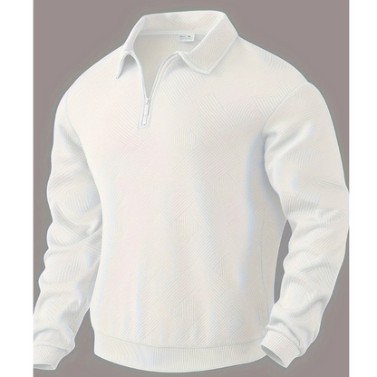 Cevori Geometric Zip & Reverse Collar Jumper