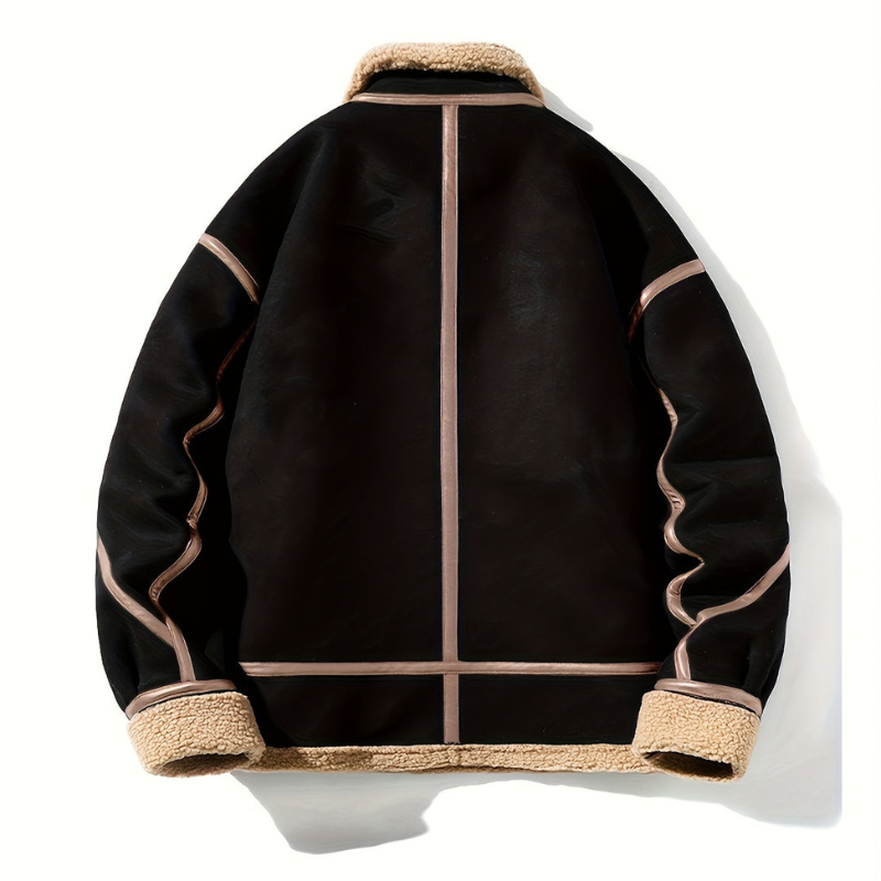 Men’s Retro Shearling Trim Aviator Jacket