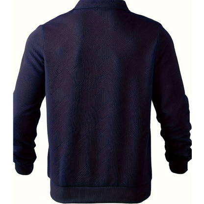 Cevori Geometric Zip & Reverse Collar Jumper