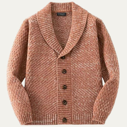 Men’s Double Breasted Textured Knit Shawl Cardigan