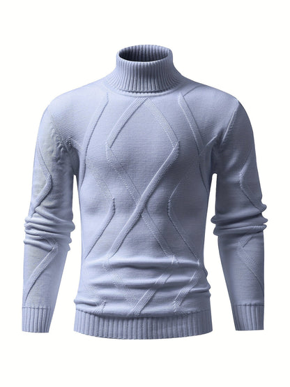 Men’s Geometric Knit Turtleneck Sweater