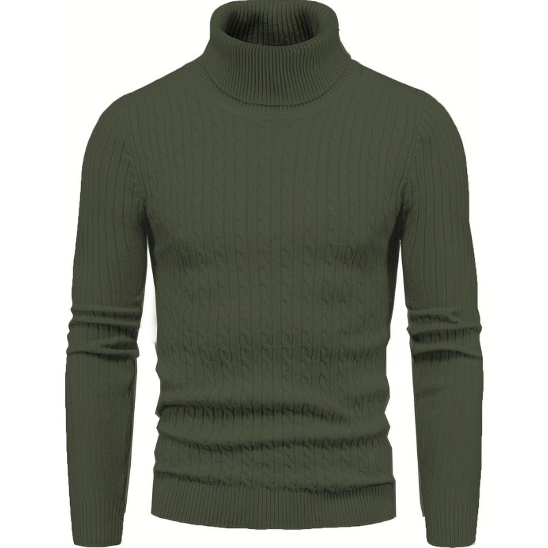 Men’s Knitted Cable Turtleneck Sweater