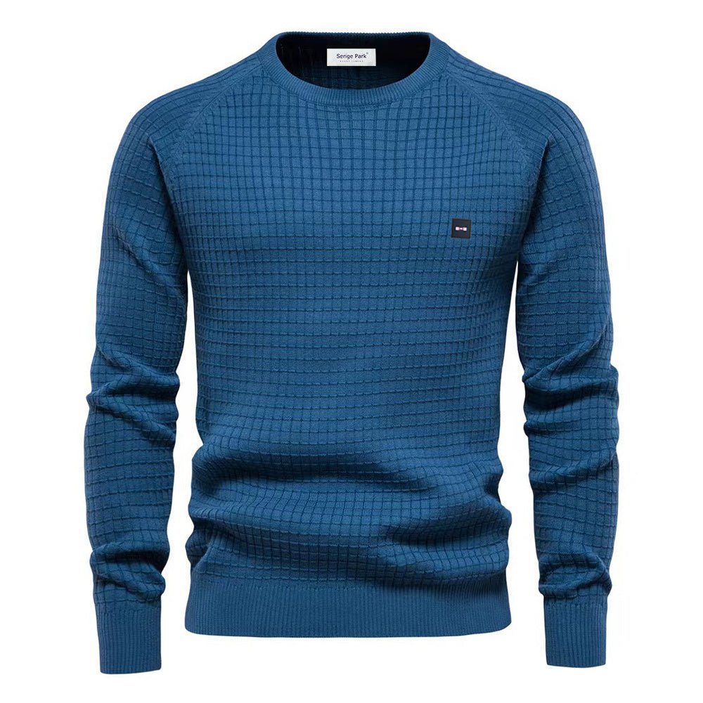 Warm Crew Neck Patterned Sweater for Men