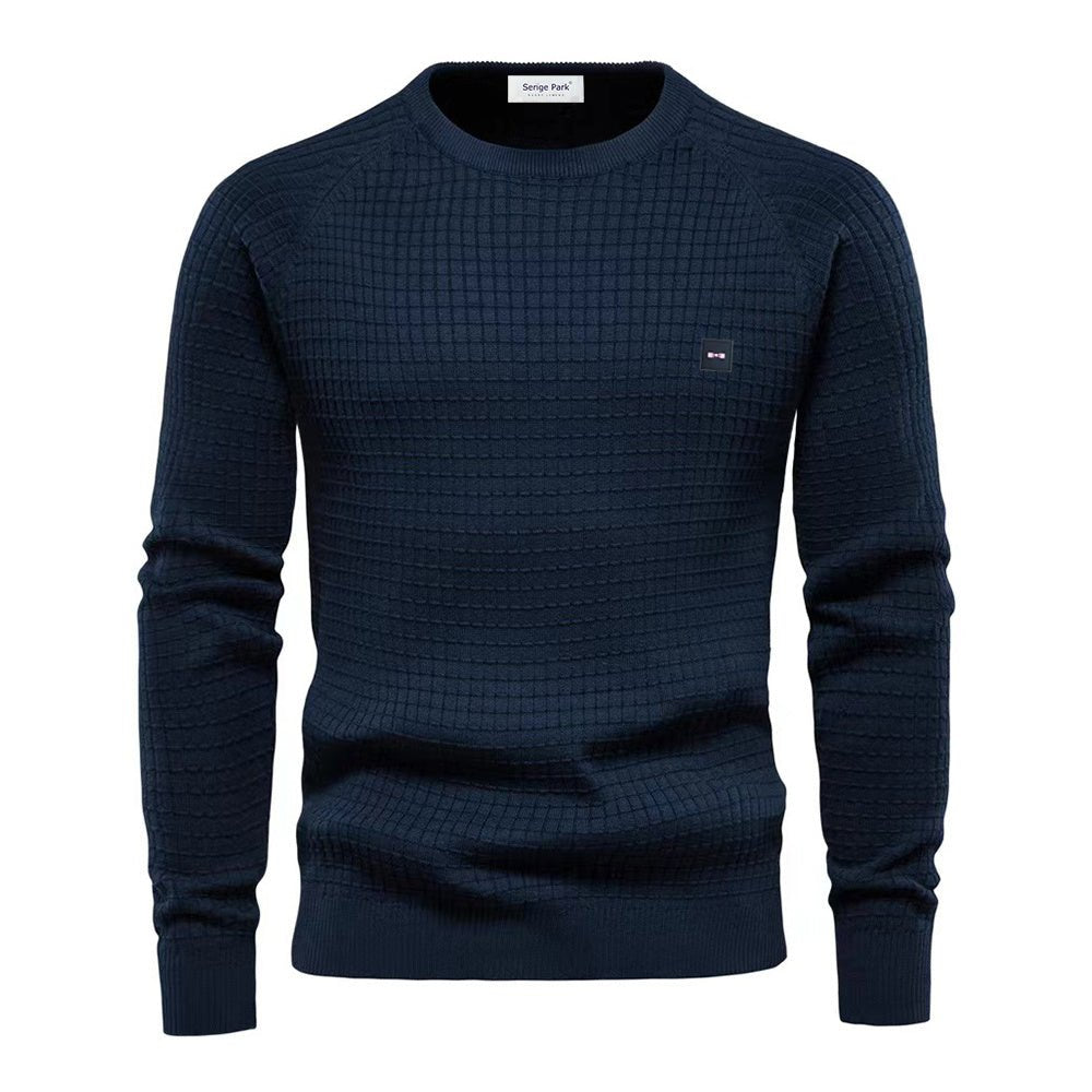 Warm Crew Neck Patterned Sweater for Men