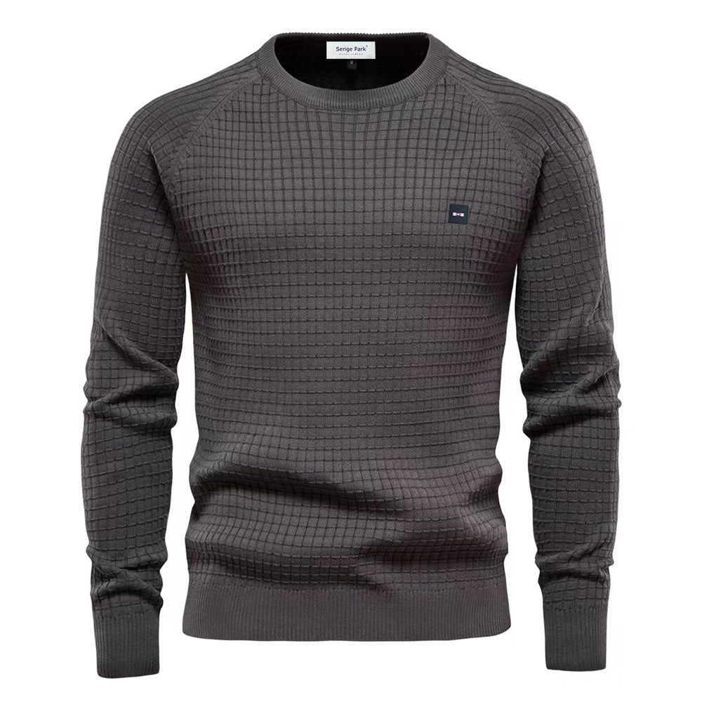 Warm Crew Neck Patterned Sweater for Men
