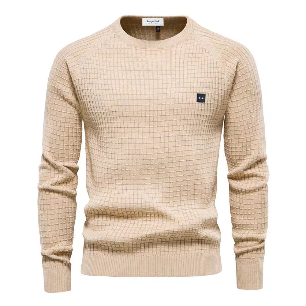 Warm Crew Neck Patterned Sweater for Men