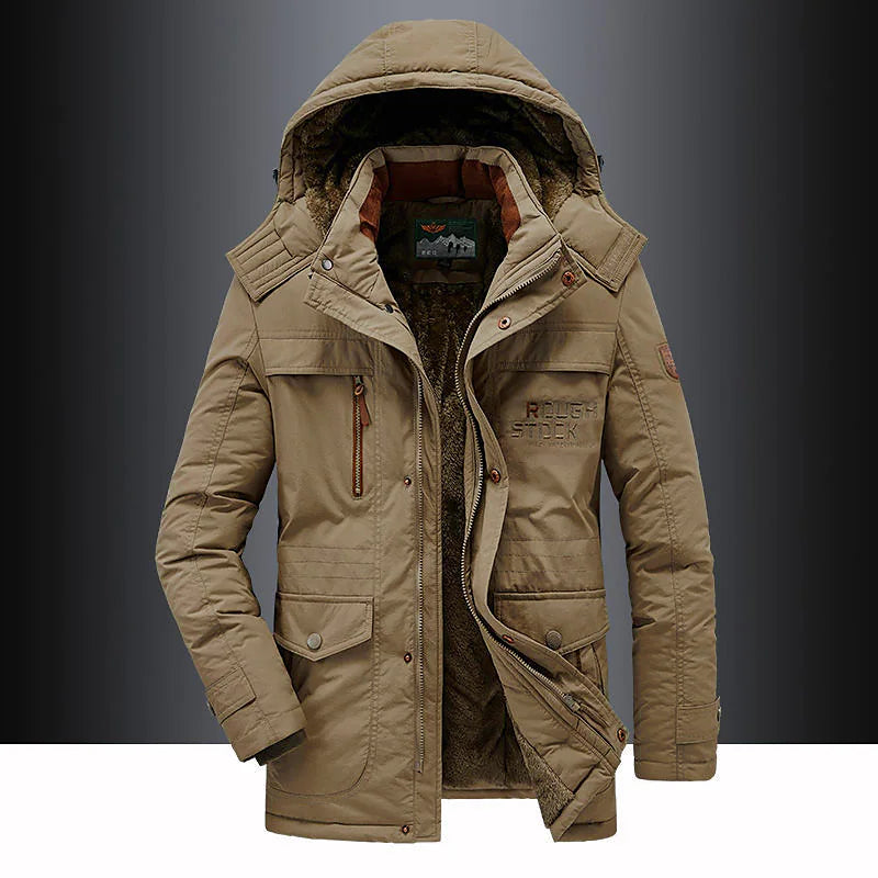 Archie Hooded Relaxed Fit Winter Jacket | Fleece Lined Quilted Shoulders Jacket