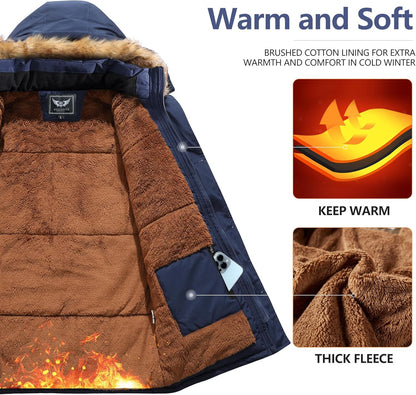 Men’s Mid Length Winter Parka with Detachable Hood