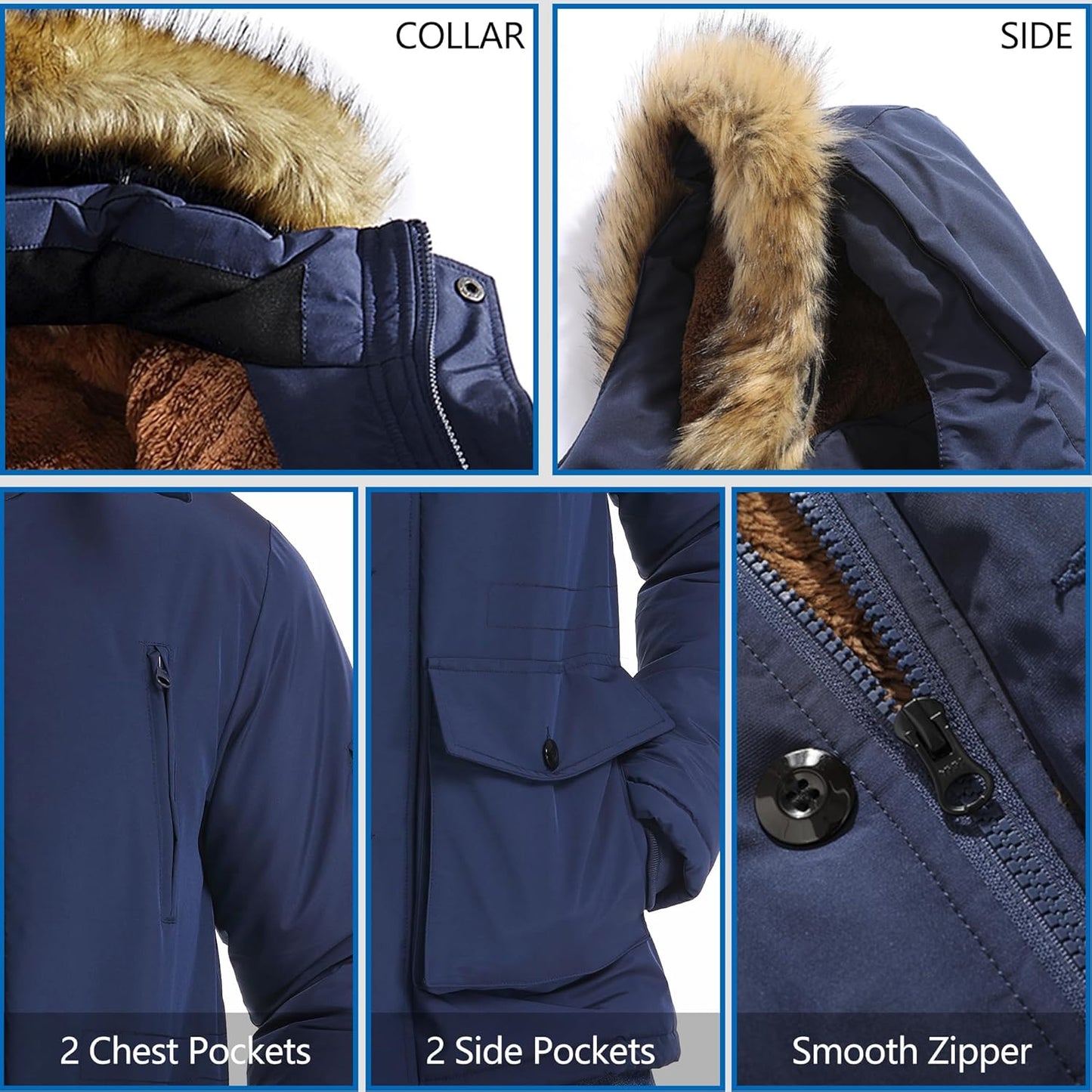Men’s Mid Length Winter Parka with Detachable Hood