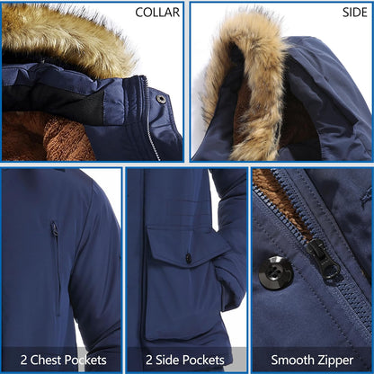 Men’s Mid Length Winter Parka with Detachable Hood