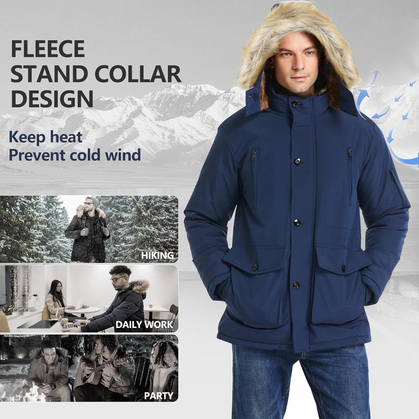 Gabriel Men's Winter Jacket with Detachable Hood