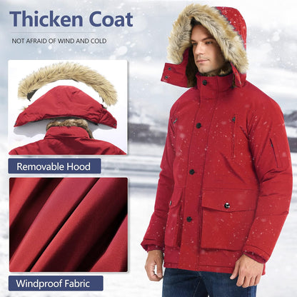 Men’s Mid Length Winter Parka with Detachable Hood