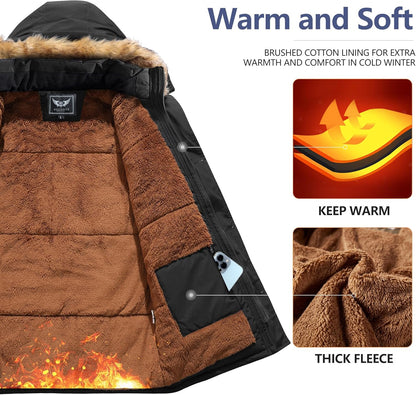 Men’s Mid Length Winter Parka with Detachable Hood