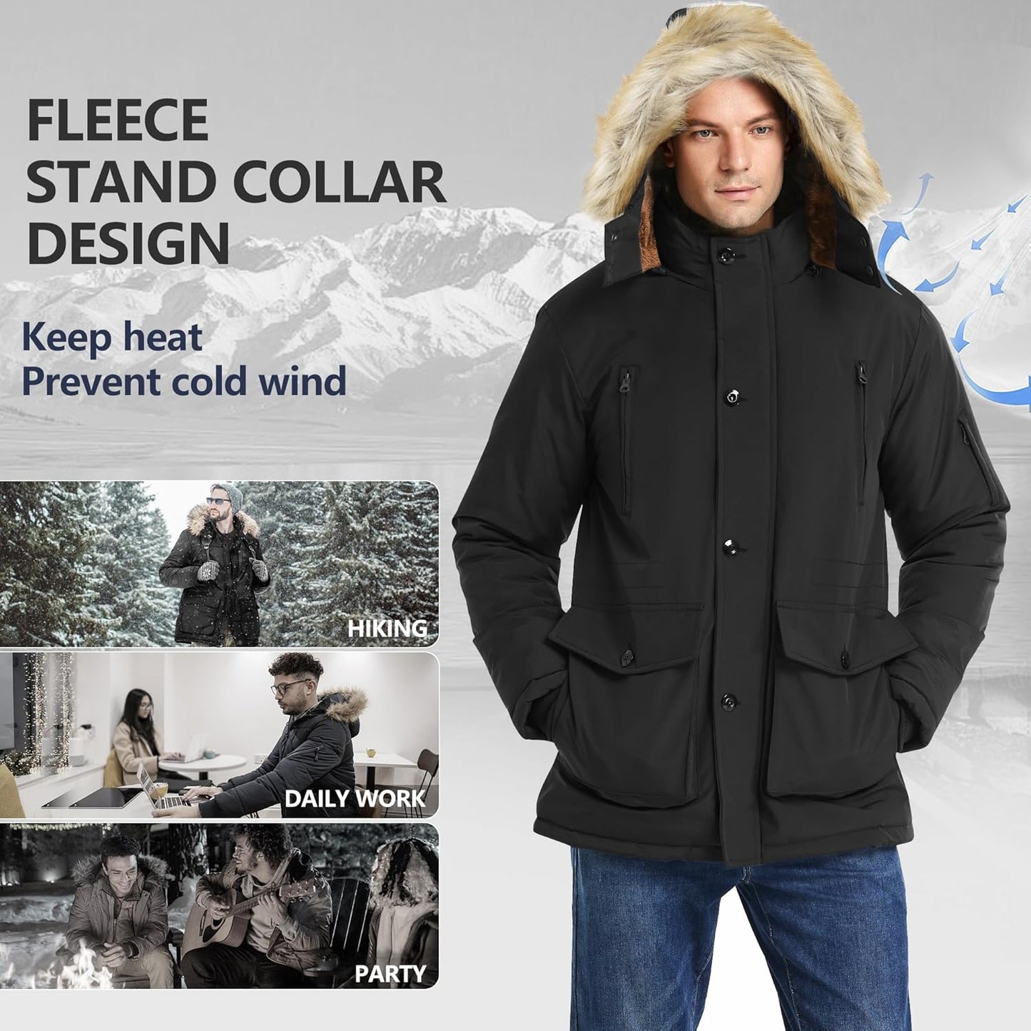 Gabriel Men's Winter Jacket with Detachable Hood