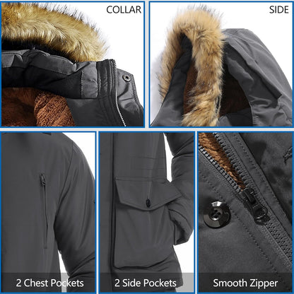 Men’s Mid Length Winter Parka with Detachable Hood