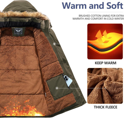 Men’s Mid Length Winter Parka with Detachable Hood