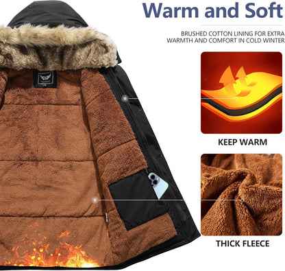 Men’s Mid Length Winter Parka with Detachable Hood