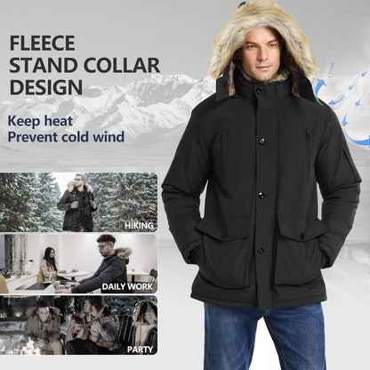 Men’s Mid Length Winter Parka with Detachable Hood