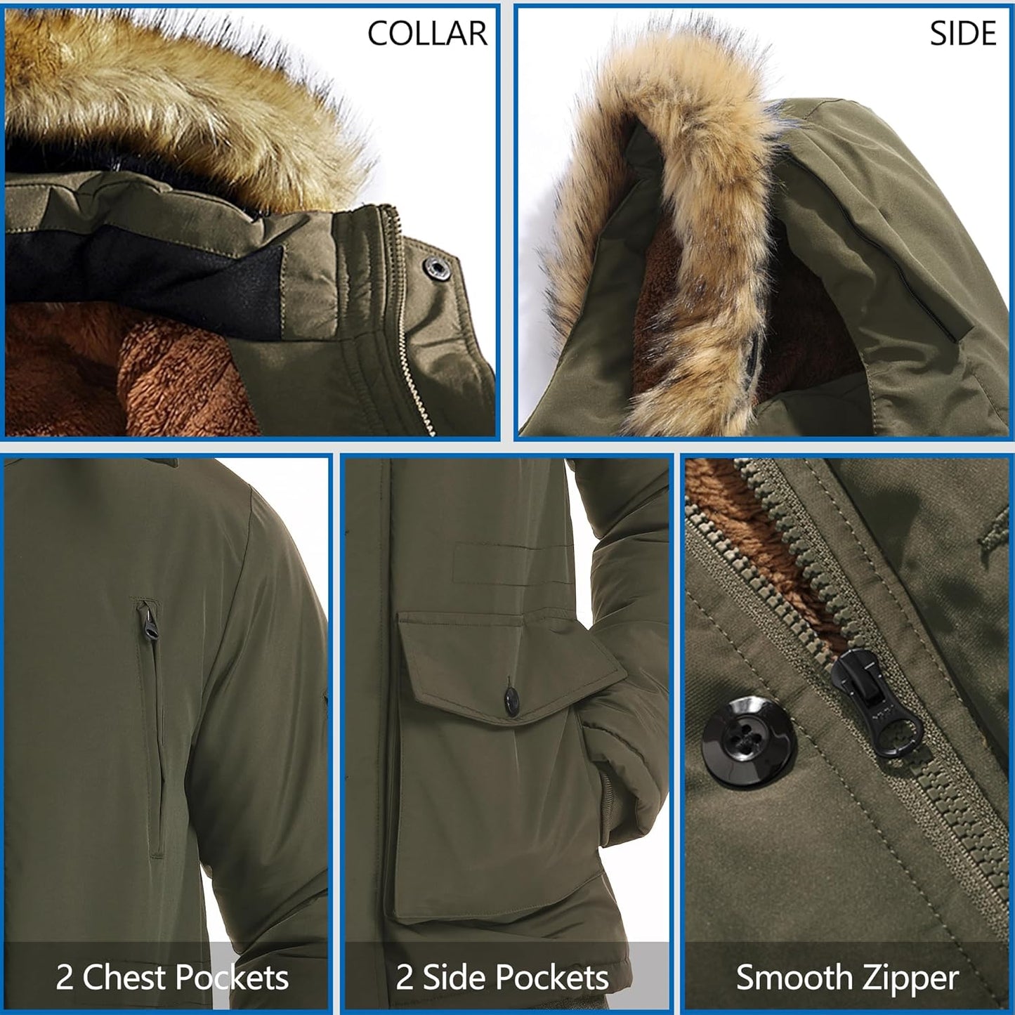Men’s Mid Length Winter Parka with Detachable Hood