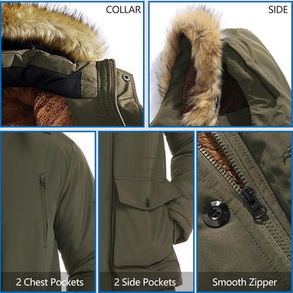 Men’s Mid Length Winter Parka with Detachable Hood