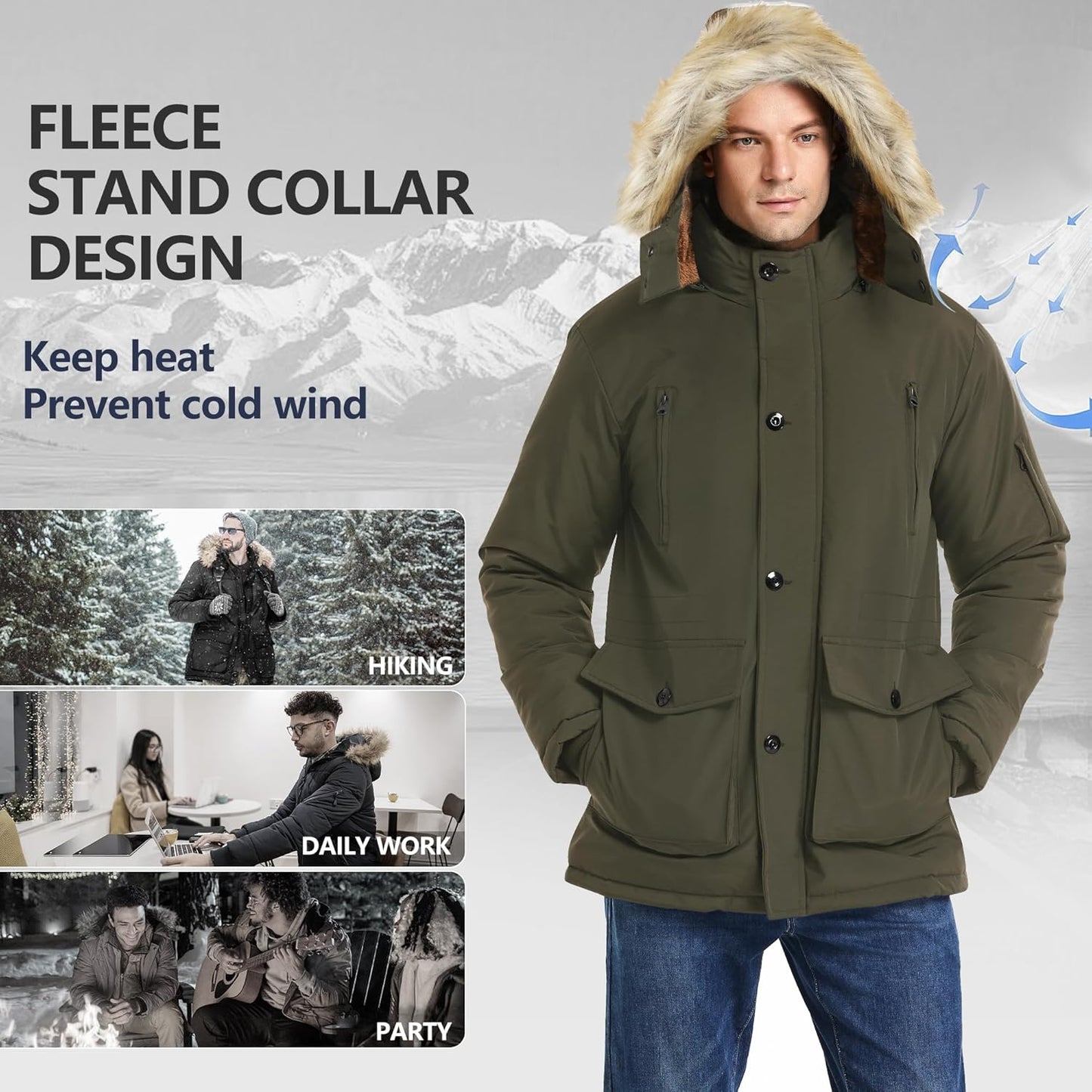Gabriel Men's Winter Jacket with Detachable Hood