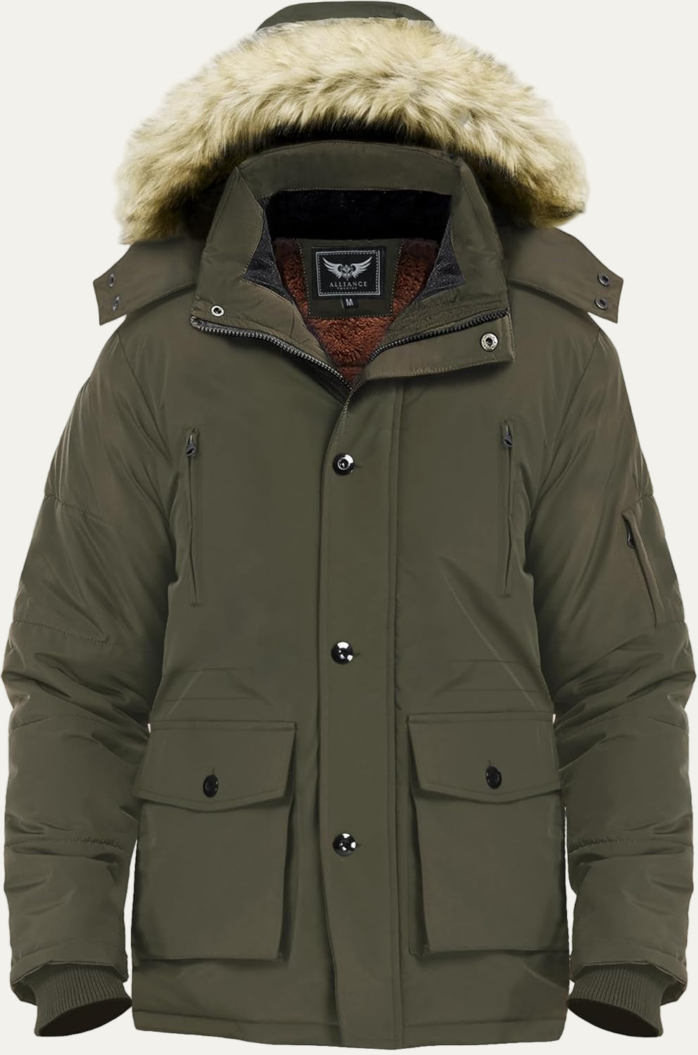 Men’s Mid Length Winter Parka with Detachable Hood