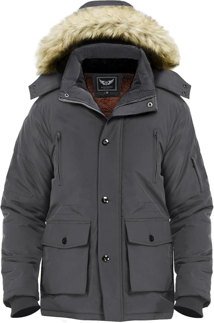 Men’s Mid Length Winter Parka with Detachable Hood