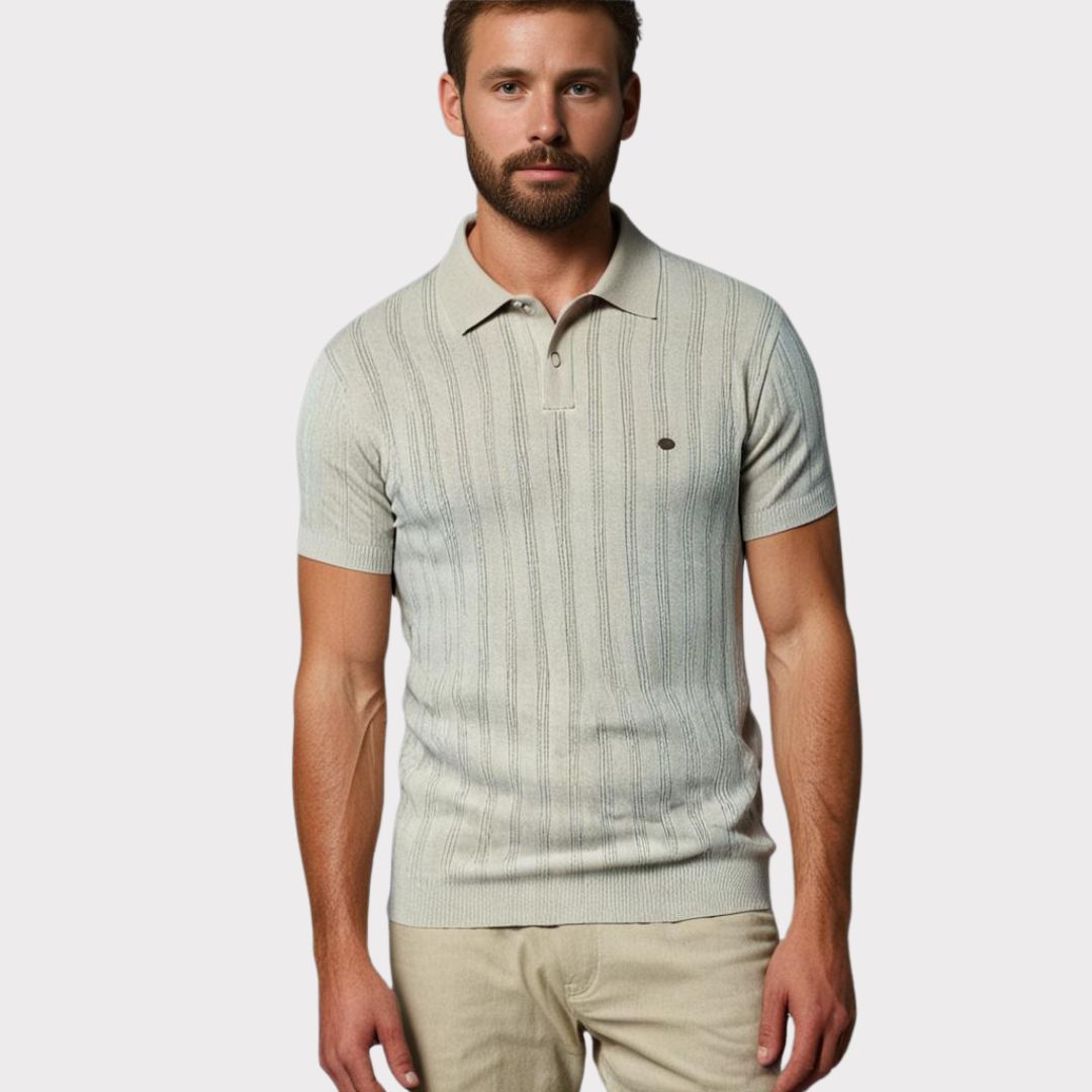 Men’s Textured Knit Short Sleeve Polo
