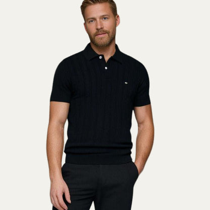 Men’s Textured Knit Short Sleeve Polo