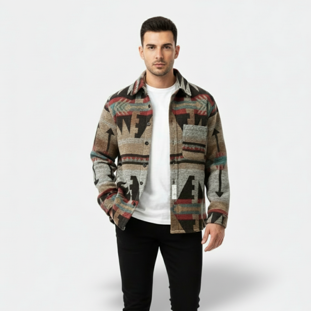 Southwestern Print Thermal Flannel Shirt - BritishElegance