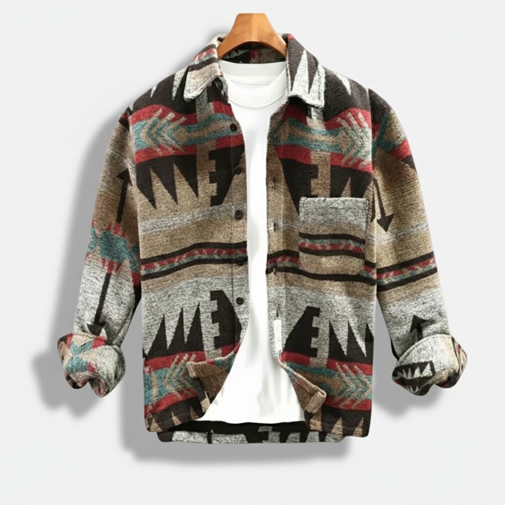 Southwestern Print Thermal Flannel Shirt