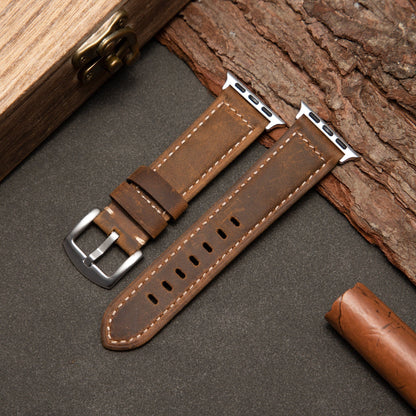 Classic Brown Leather Watch Strap — Textured Finish