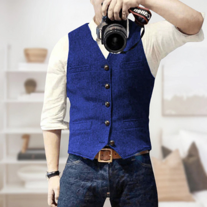 Benjamin | Men's Vintage Sleeveless Sweater | Button Closure