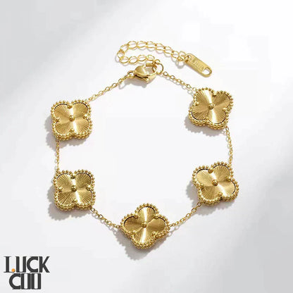 Delicate Floral Charm Bracelet 14K Gold Finish Stainless Steel