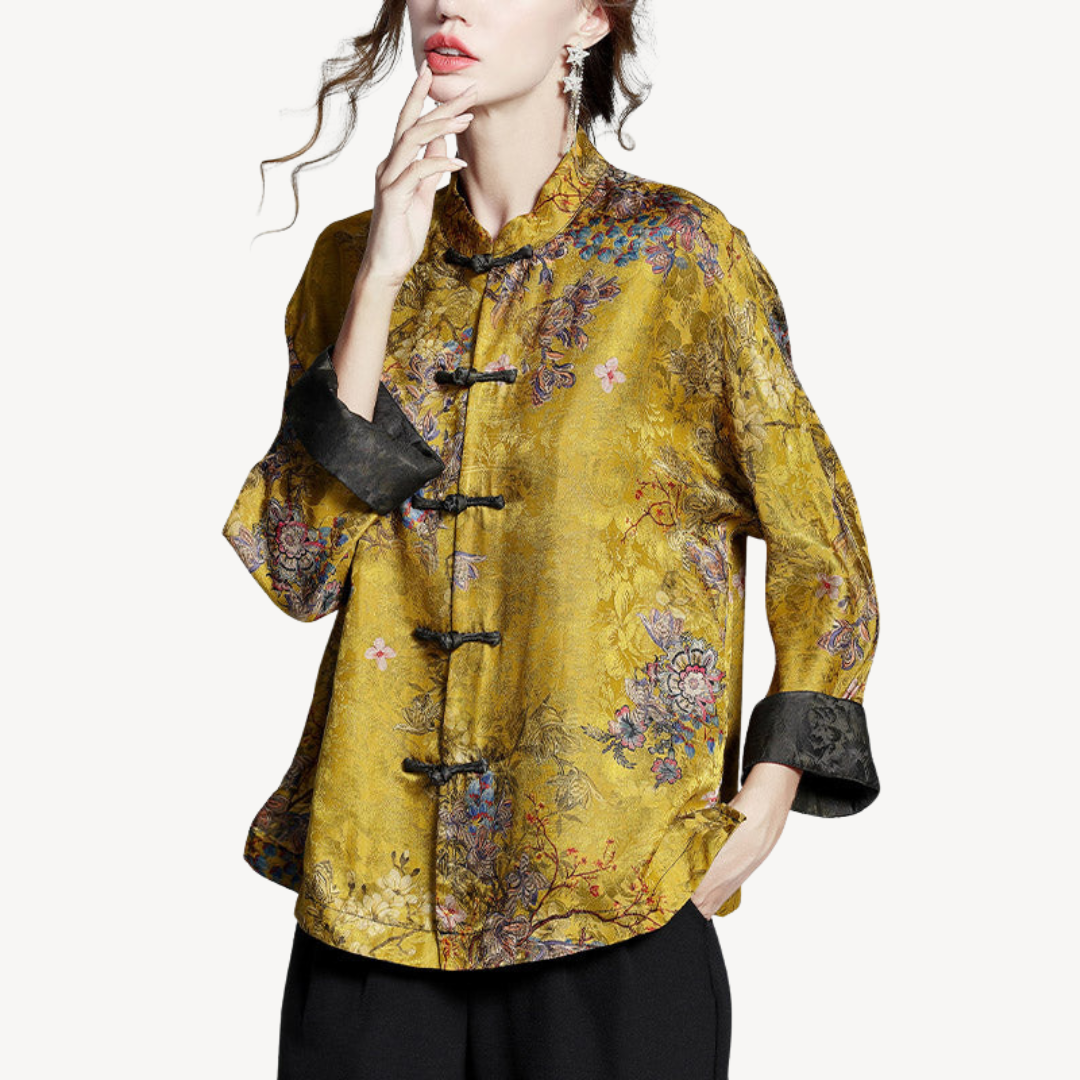 Vintage Chinese Calligraphy Cotton Linen Blouse Shirt Women