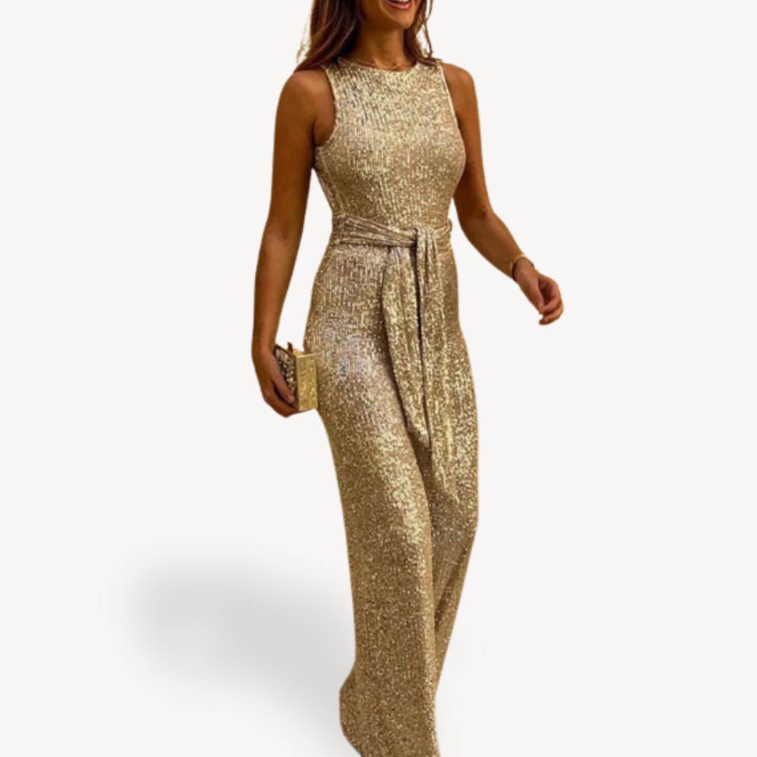 Women's Sequin Evening Gown – Sleeveless Maxi Dress