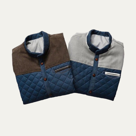 Men’s Quilted Jacket with Suede Sleeves